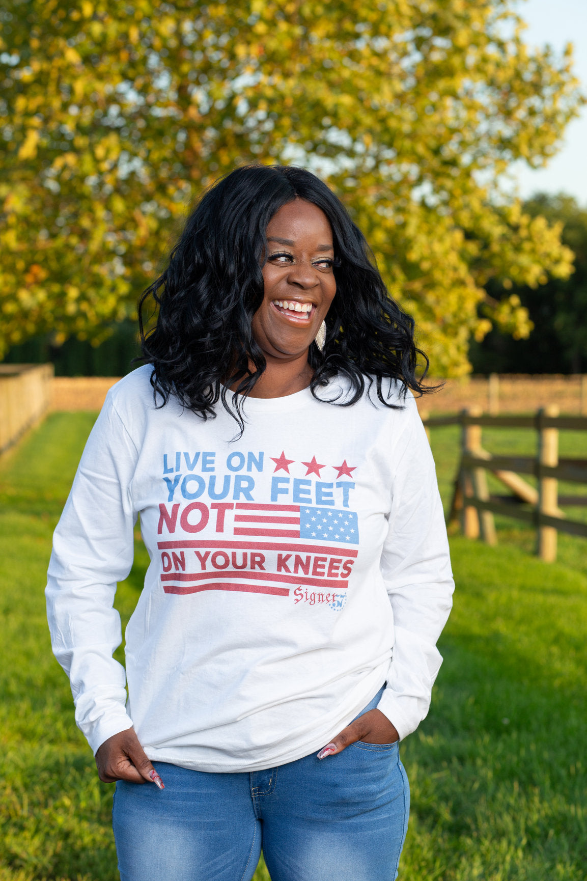 UNISEX Long Sleeve Shirt - Live On Your Feet Not On Your Knees