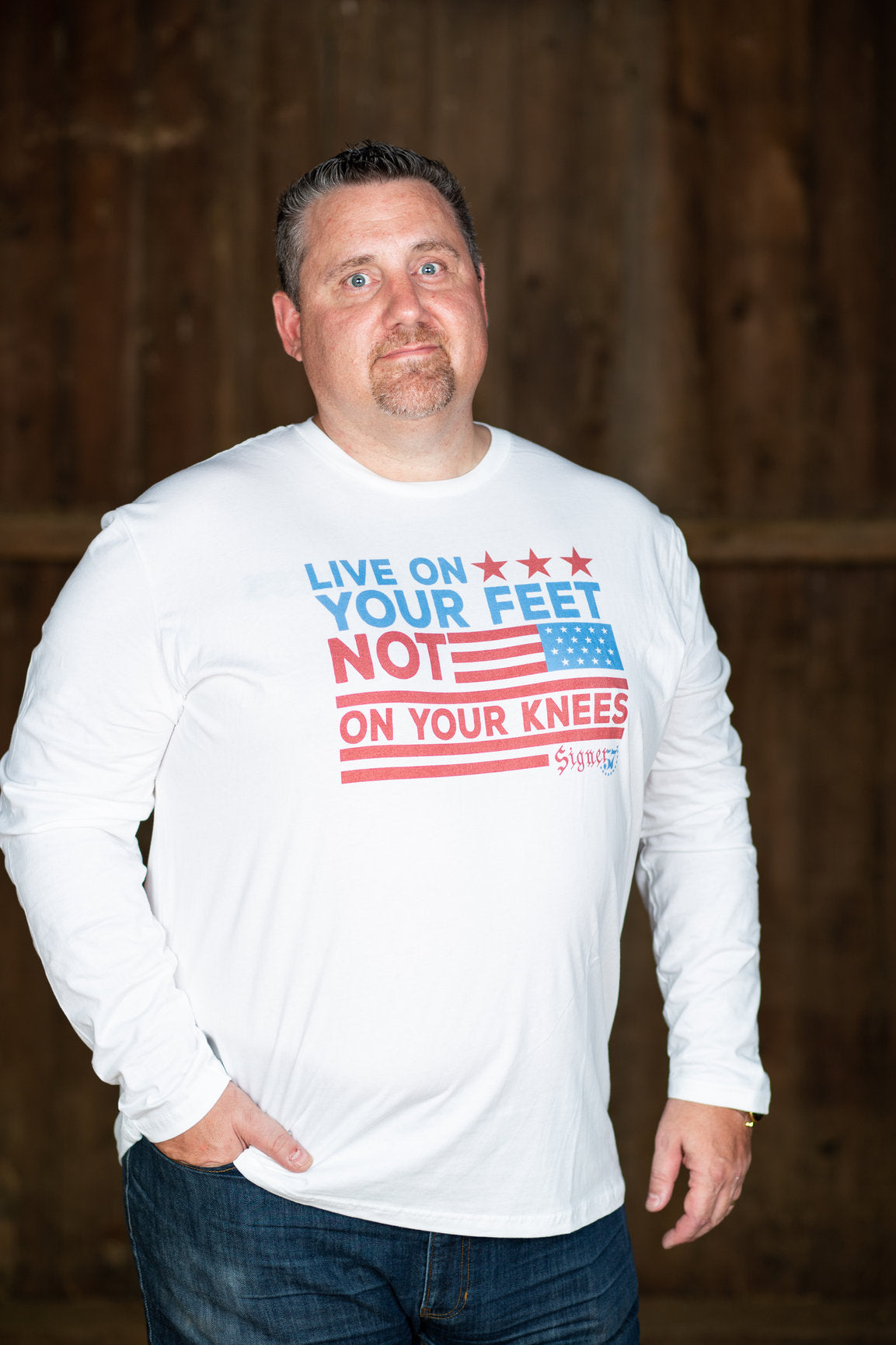 UNISEX Long Sleeve Shirt - Live On Your Feet Not On Your Knees
