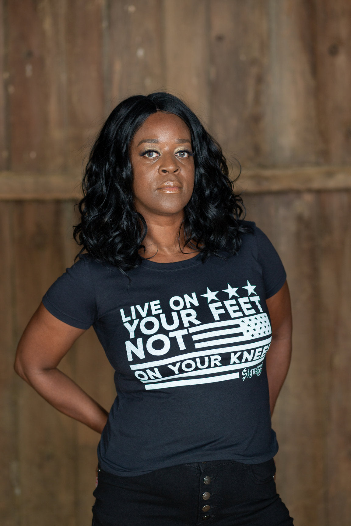 Women's T-Shirt - Live On Your Feet Not On Your Knees