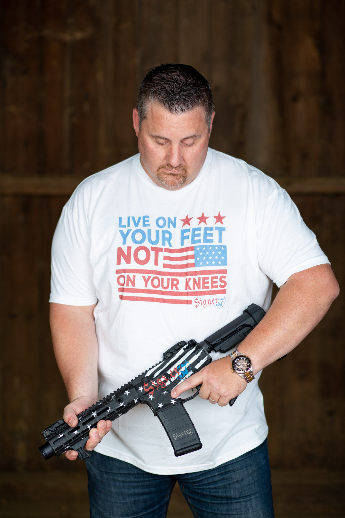 UNISEX T-Shirt - Live On Your Feet Not On Your Knees